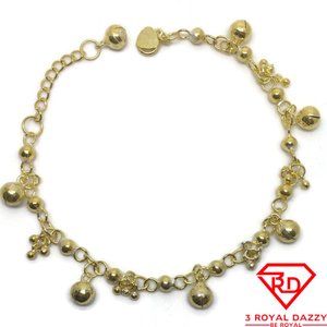 Bell & Spheres charm 8 inch Bracelet 999 gold